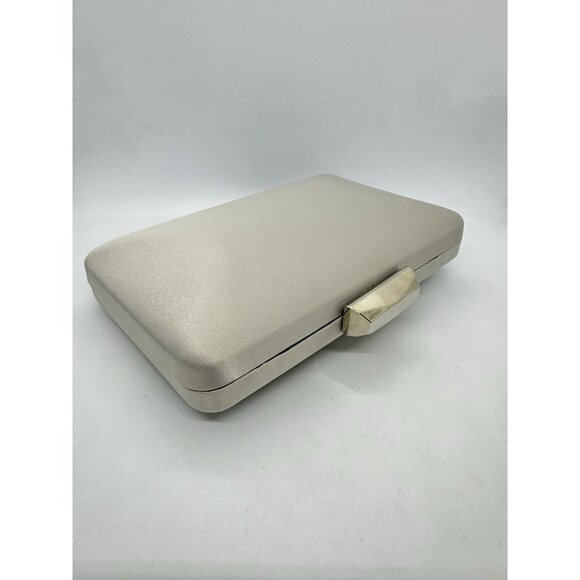 INC International Concepts crystal top handle satin clutch evening bag -Silver - Picture 7 of 8